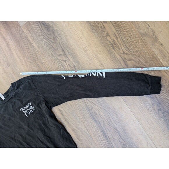 Size M "Penance Through Pizza" Purgatory Pizza Praying Hands Long sleeve T-shirt - Picture 7 of 10